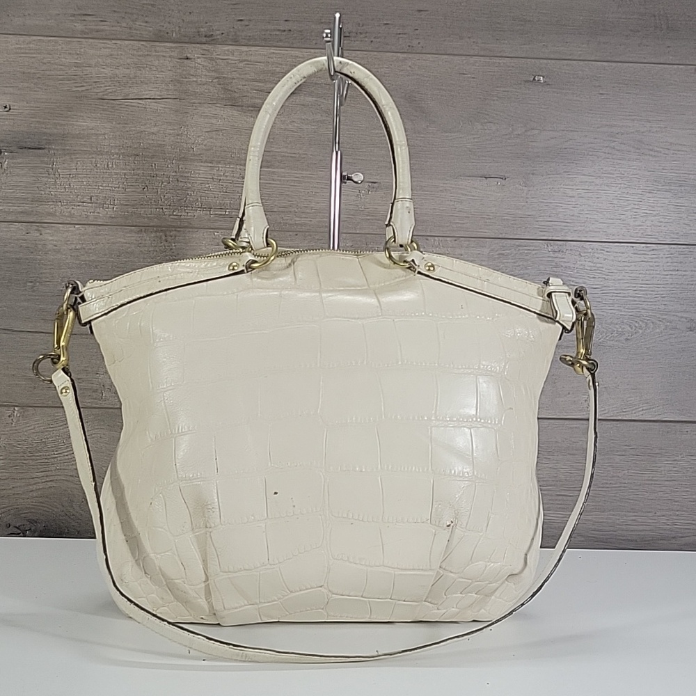 Coach Off-White Croc-Embossed Leather Top-Handle Satchel Crossbody Bag F23042 - Picture 4 of 16